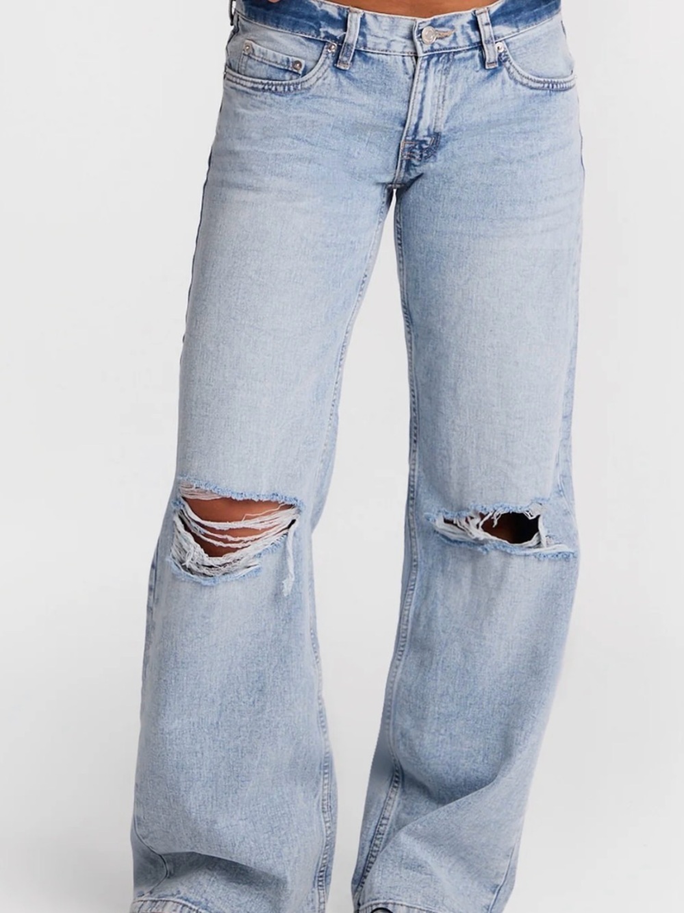 BRAND NEW! Aeropostale Long Super Low Rise Light Blue Distressed Wide-Leg Jeans